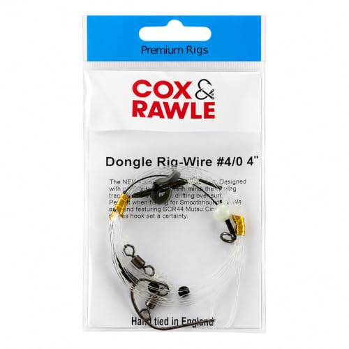 Cox & Rawle Dongle Rig-Wire - New Classic Rig Featuring Mutsu Circle Hook for Tope, Smooth-Hounds, Bass, and Cod - Flowing Trace Design (4-inch 4/0)