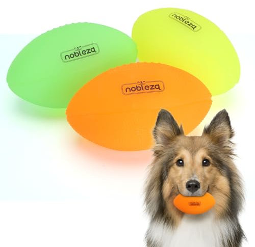 Nobleza Pelota Perro, 3 Unidads Luminosa Pelotas para Perros, Pelota para Perros de Caucho Natural, Juguetes con Sonido para Mediana y Grande Perros, L14CM*7.5CM