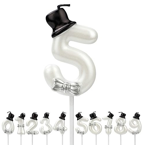 Aomig Geburtstagskerzen Zahlen, Weiss Geburtstagskerze Zahlen für Torte , Zahlenkerze Kerzen Kinder Geburtstag Kuchendeko Tortendekoration für Geburtstagsfeier Party (Zahl 5)