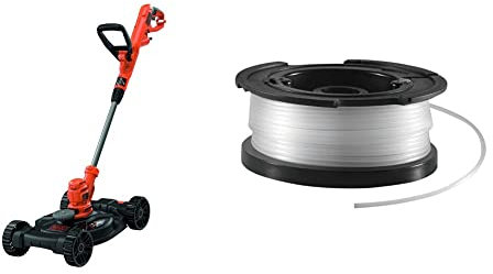 BLACK + DECKER BESTA530CM-GB 3 in 1 Strimmer, 550 W, 240 V, 30 cm, Set of 2 Pieces & BLACK+DECKER Spool and Line 10 m for Reflex Strimmer Nylon Wire 1.6 mm Diameter Transparent and Resistant A6481-XJ