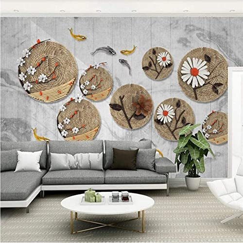 Wandbilder Benutzerdefinierte Fototapeten 3D Gänseblümchen-Koi Tapete Wandbilder Wohnzimmer Tv Sofa Schlafzimmer Arbeitszimmer Dekor Tapete Leinwand Wandbild Abziehen Un 400 (Breite) x 280 (Höhe) cm