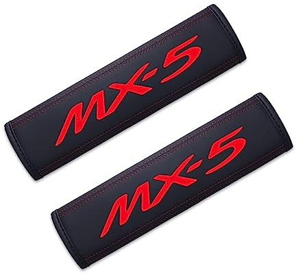 THOMIX 2 Stück Auto Gurtpolster für Mazda MX-5, Weiches Bequem Sitzgurt Polsterung Sicherheitsgurt Schulterschutz Abdeckun Innenraum Styling Zubehör,B Red