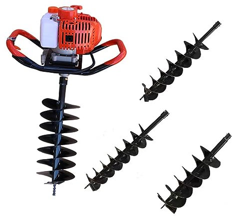 EEYZD Auger Post Hole Digger 68CC, Fence Post Hole Digger 2400W, Post Hole Digger Gas Powered, Hole Digger For Planting, With 3 Auger Drill Bits(3 & 5 & 8)