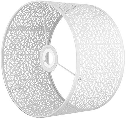 Lampenschirm aus Metall, Lampenschirm Aushöhlen, Lampenschirm aus Metall, E27, E14, Universell Einsetzbar, Gute Wärmeableitung, Exquisite Lampe (Weiß)