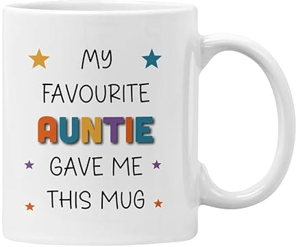 Plumfoolery My Favourite Auntie Gave me This Mug, Gift for Niece Nephew (White)