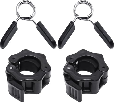 COACOM 2 pinzas de 2,5 cm para barra de levantamiento de pesas, con 2 clips de resorte de 2,5 cm, hebilla de fijación para mancuernas, mancuernas para levantamiento de pesas y fitness (negro)