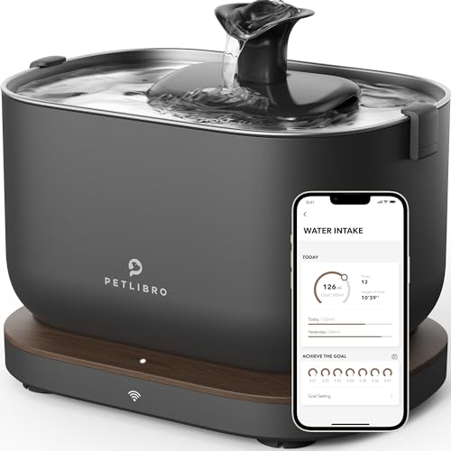 PETLIBRO Fontaine a Eau Chat de APP Surveillance,2,5L Dockstream Fontaine à Eau pour Chat,Statistiques Intelligentes de l'eau Potable,Ultra Silencieux,Multi-Filtration,Wi-FI 2,4GHz