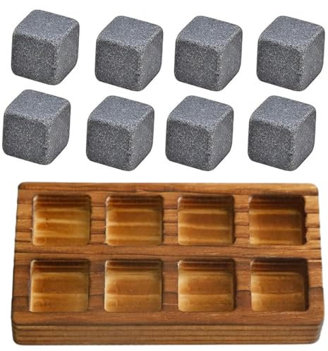Cubetti di ghiaccio del whisky Pietre del whisky Set regalo con vassoio High-tech lucido riutilizzabile non diluente pietre per bevande moderne gadget per whisky vassoio di legno pietre del whisky