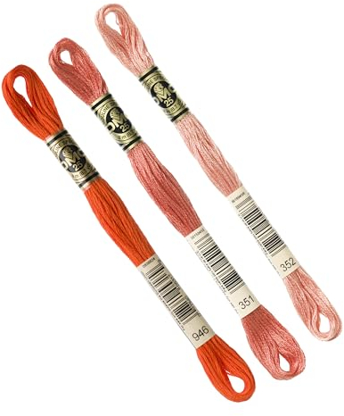 DMC - Set mit 3 DMC Stickgarn, 117 MC, 100 % Baumwolle, geeignet für alle Techniken und Untergründe, ideal für Kreuzstich (ASSORANGE)