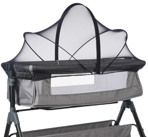 Liemuao Moustiquaire pour Berceaux Infantile Universelle avec Fermeture Éclair, Tente de Lit de Bébé en Tissu à Mailles Fines pour l'Intérieur et Plein Air (Noir, 65x110cm)
