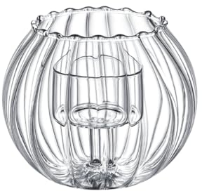 Wilmax Teelicht Kerzenhalter - Kronleuchter geriffelt - Kerzenständer für 1 Teelicht - Transparenter Kerzenständer - Teelichthalter für Hochzeit, Hause, Wohnzimmer, Couchtische, Dekor