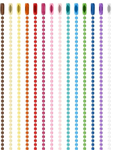 ZAMXHUG kugelkette edelstahl - 100pcs Bunte Kugelkette Metall Hängekette 2,4mm mit Verschluss Kugelkette Passende,schlüsselanhänger kette,für Schlüsselanhänger Tag Schnalle Hängende Ornamente(12cm)