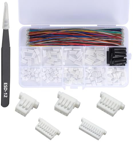 Teansic JST SH 1.0mm Connector Kit with 28AWG Pre-Crimped Cables(150mm/5.9 inch),3/4/5/6/7/8/9/10/12 Pin Housing JST Adapter for FPV Drone Flight Controller