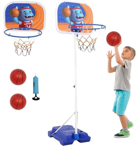 Basketball Hoop and Stand for Kids with Balls and Pump,Detachable Mini Sports Activity Center Height Adjusted,Outdoor/Indoor Play Equipment,Basketball Toy,Gift for Toddlers Boys and Girls,170cm/67inch