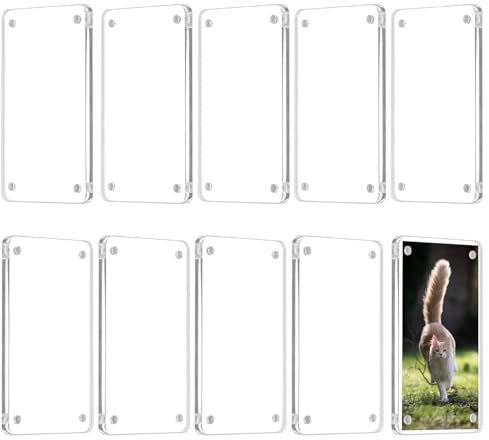QWORK® Pack de 10 cadre photo en acrylique transparent 6x9cm, cadre photo magnétique, cadre photo sans cadre