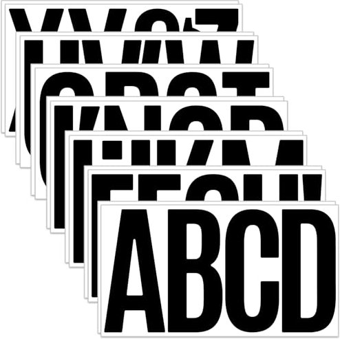 15 cm Letras adhesivas grandes, 76 unidades, resistentes a la intemperie, autoadhesivas, para pósteres, buzones, coches, señales, número de dirección, ventanas, cubos de basura (negro)