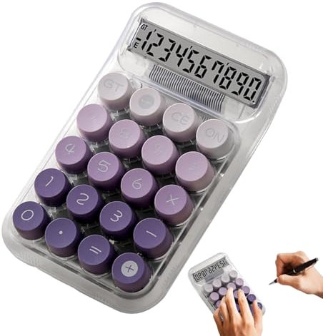 Mechanical Calculator Keyboard, Colorful Calculator, Desktop Calculator and Non-slip Keyboard with Mechanical Buttons, Transparent and Portable Mechanical Calculator for Calc