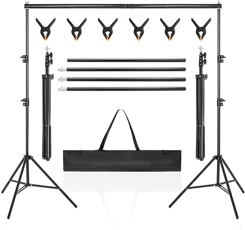 Backdrop Stands 2M×3M/6.5ft×10ft Photo Background Stand System with Carrying Bag Adjustable Photography Background Support System Stand for Wedding Parties Photo Video Studio Screen