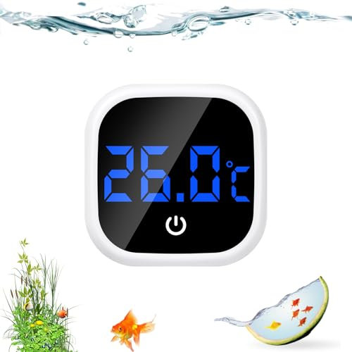 Flintronic Mini Termometro Digitale per Acquario, Termometro per Acquario,con Adesivi per la Temperatura, Display LED, Sensore di Alta Precisione, Adatto per Acquari Marini d'acqua Dolce - Quadrato
