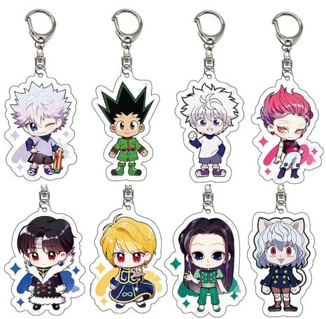 SUJEBRAN 8 Porte Clef HunterxHunter Anime Figurine Accessoires Cos Jouet HunterxHunter Keychain Cute Bag Charms