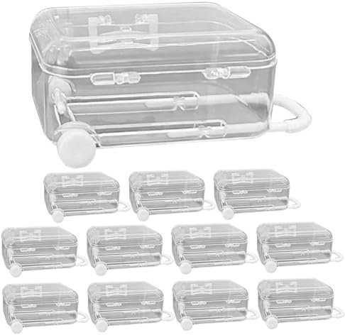 Xoeryoy 12pcs Mini Koffer Kisten klare Plastik Mini Koffer Party Favor Box mit einem einziehbaren Rad für Hochzeits Geburtstagsfeierdekoration