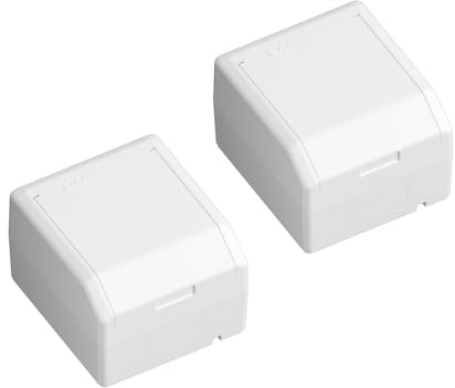 Temolink Euro Classic Schuko Aufputz Steckdose 1 Fach IP44, 2 Stück, mit Klappdeckel, 250V 16A, Feuchtraum Wandsteckdose für Außen, Garten, Weiß