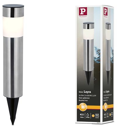Paulmann 94876 Solar LED Pollerleuchte Layra IP44 3000K 1lm Eisen gebürstet