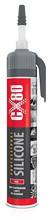 CX80 | Hochtemperatur Silikon rot | Dauerelastische Versiegelung für Temperaturen von -65°C bis +380° | Für Bauwesen, KFZ und Industrie | Beständig gegen Öle, Benzin und Fette | 210ml Applikator