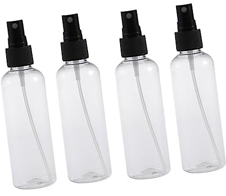 DINHEAROM 4Piezas Botellas de Spray Vacías de Plástico Recargables para Maquillaje y Cuidado Transparente con Rociador Negro para y