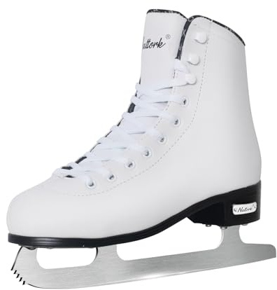 Nattork Figure Skates Excellence - Stainless Steel Blades for Improved Support, Strength, Performance and Ultimate Comfort for Teens and Adults