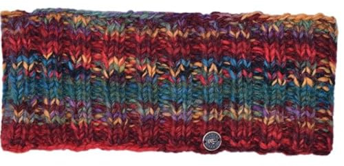 Black Yak 100% Pure New Wool Unisex Electric Stripe Headband - Red