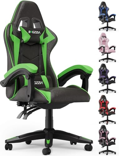 Racingreat Gaming Stuhl Ergonomisch, 90°–135° Neigungswinkel (Grün) | PU-Leder, Memory-Schaum, öhenverstellbar & 360° drehbar, Zocker Stuh, Junge Erwachsene Gamer Büro Pause Familien