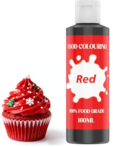 Colorant Alimentaire - 160ml Colorants Alimentaires Hautement Concentré de Grande Capacité pour la Décoration de Gâteaux,Colorants Alimentaires Liquide pour la Slime, DIY Artisanat (Rouge)