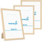 PHOTOLINI Cadre 20 x 25 bois MDF naturel, lot de 3 cadres photo pour posters et affiches, verre acrylique incassable, décoration murale à suspendre & à poser, avec accessoires supplémentaires