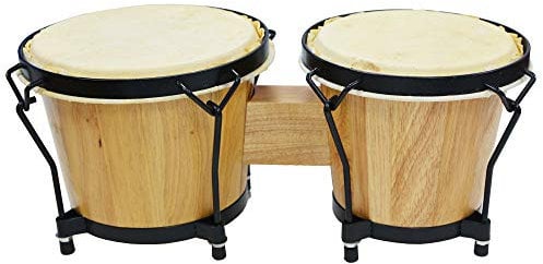 A-Star Bongos 7 and 8 Bongo Drums, with Natural Heads and Solid Wood Brace
