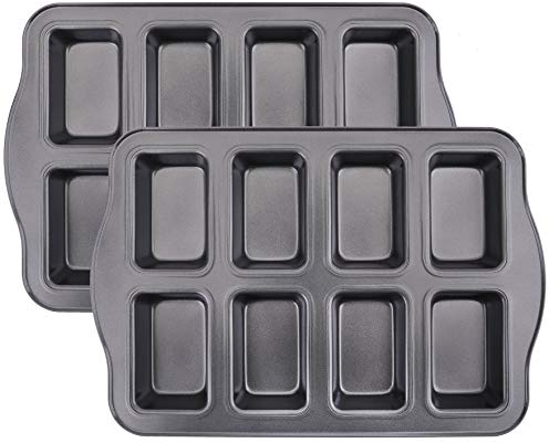 Lawei 2 Stück Mini Kastenform für 8 Kuchen Mini längliche Kuchenform 36 x 24 cm Antihaft Minikuchenform Brownie Backform für Muffin Kuchen Brötchen