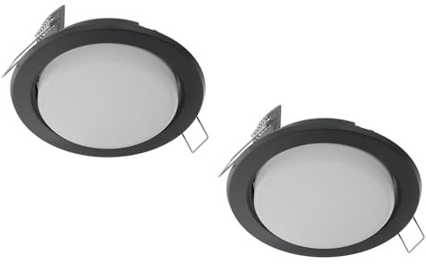 ledscom.de 2 Stück LED Einbaustrahler Zobe flach GX53 anthrazit rund 6,2W 509lm warm-weiß 107mm Ø Lochkreis 90mm Ø