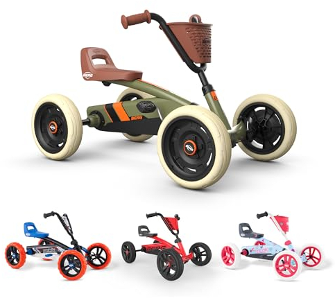 BERG Buzzy Retro Green Pedal Gokart, Kinderfahrzeug, Tretauto, Kettcar ab 2 Jahre, Hohe Sicherheid und Stabilität, Tretfahrzeug für Kinder