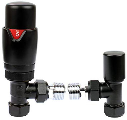 Black Angled Thermostatic Radiator Valve
