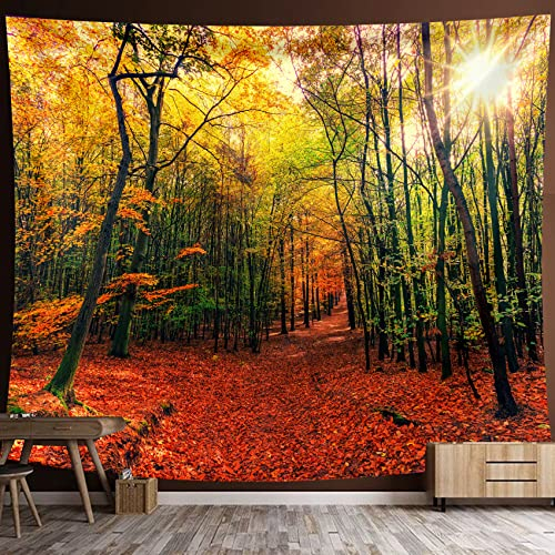 Wandteppich wald Wandbehang Sonnenschein Sonnenuntergang Wald Baum Wandteppich Tagesdecke Wandtuch Natur Landschaft strandtuch stranddecke groß Wanddeko für Schlafzimmer Wohnzimmer Wohnheim 230X180cm