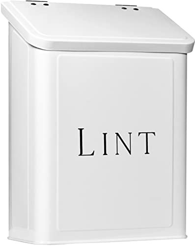 MOUNT DELECTABLE Magnetic Lint Bin for Laundry Room, 2.5L Capacity, Laundry Trash Can, White, Wall Mounted, Satisfaction Guarantee