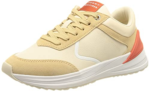Tommy Hilfiger Mujer Sneakers Running Zapatillas Deportivas, Beige (Sugarcane), 41 EU