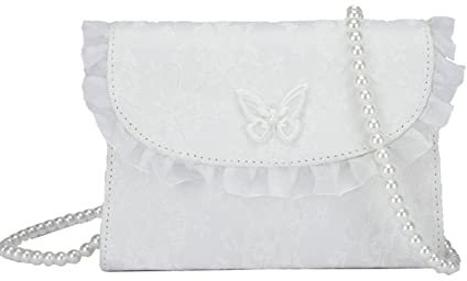Kreative quadratische Tasche weiße Spitze Perle Kette Tasche Crossbody Tasche Clutch Umhängetasche für Frauen Mädchen Einkaufen Arbeiten, 1