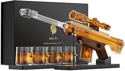 Geschenke für Männer,Kollea 22 Oz Whiskey Dekanter Set und 4 Gläser mit 5 Oz Sichtteleskop,Einzigartige Jahrestag Geburtstag Geschenkideen für Ihn Ehemann Großvater, Cooler Schnapsspender für Home Bar