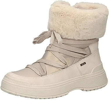 CAPRICE Damen Winterstiefeletten zum Schnüren Gefüttert Fell Weite G, Beige (Beige Comb), 37 EU