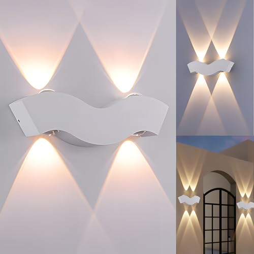KZT Außenlampe LED Wandleuchte Außen Wasserdicht IP65 Aussenlampe Wand 3000K Up Down Aussen Wandlampe Aluminium Außenwandleuchte für Garten Badezimmer Veranda Garage Treppenbeleuchtung