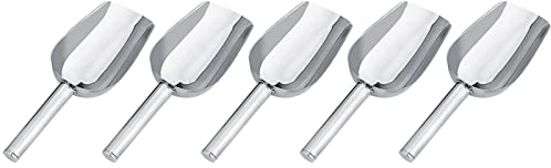 5 Pack Stainless Steel Ice Scoop, Small Metal Utility Scoops for Candy, Cookie, Dry Goods, Dog Food, Ice, Dishwasher Safe Food Scoops for Kitchen Bar Use