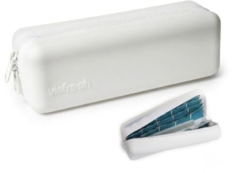 Visfresh Daily Contact Lens Travel Case, R&L Labels, 30-Lens Holder (White)