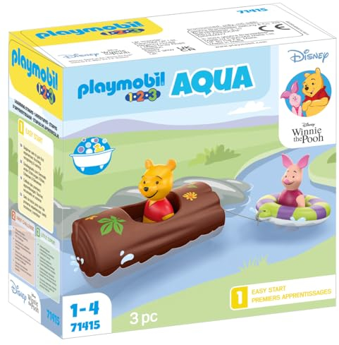 Playmobil 71415 1.2.3 & Disney : Winnie et Porcinet - Jouet de Bain avec Les Personnages de Winnie et de Porcinet du Dessin animé Winnie l'ourson - pour Les Tout-Petits 18-36 Mois