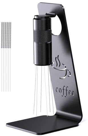 RSNMocha WDT Tool Espresso Distribution Tool, Coffee Distribution Tool with Magnetic Stand, Espresso Accessories with 6 Extra Φ0.25mm Stainless Steel Needles for Barista (Light Black)
